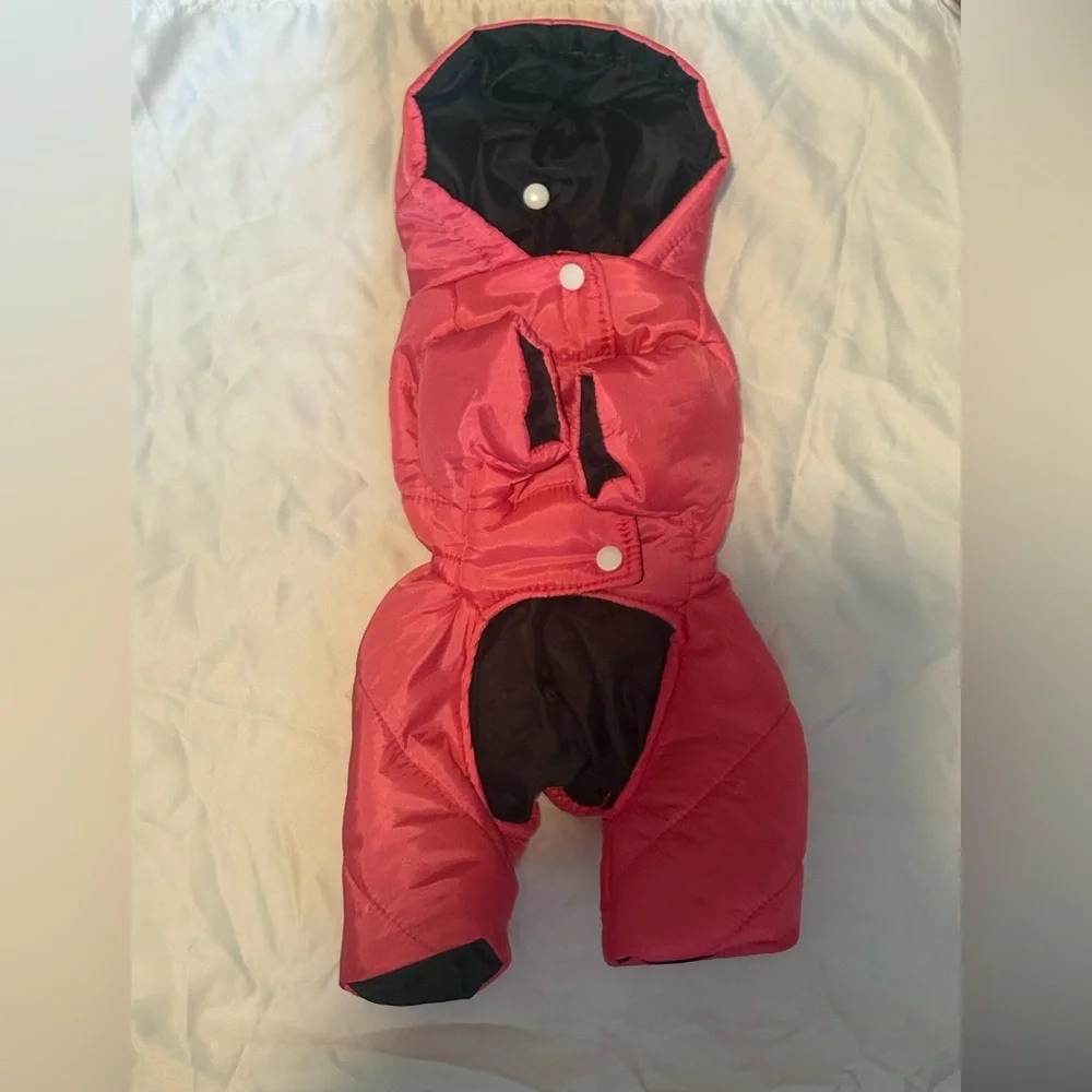 Pink Dog Snowsuit with Yellow Strap - Picture 2 of 3